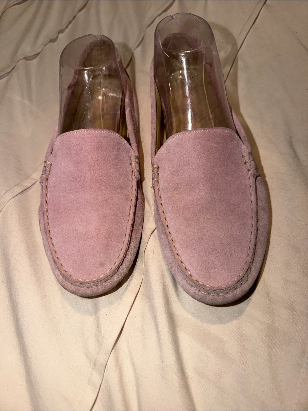 Women's Suede Slip-On Loafers in Dusty Pink